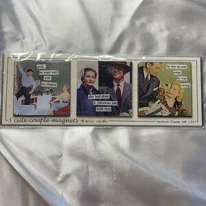 Anne Taintor Collectible Cute Couple Magnets (3) on Metal On Piece Magnet NIP